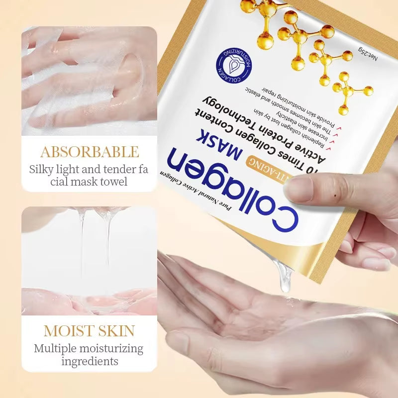 5/10/20/30Pcs SADOER Collagen Face Mask Firming Moisturizing Repair Brightening Skincare Face Sheet Mask Facial Masks Skin Care