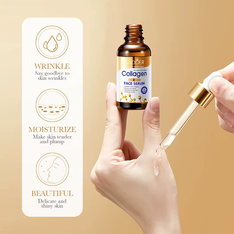 1/2/3Pcs  Collagen Face Serum Skincare Facial Essence Liquid Anti-Aging Moisturizing Nourishing Facial Serum Skin Care