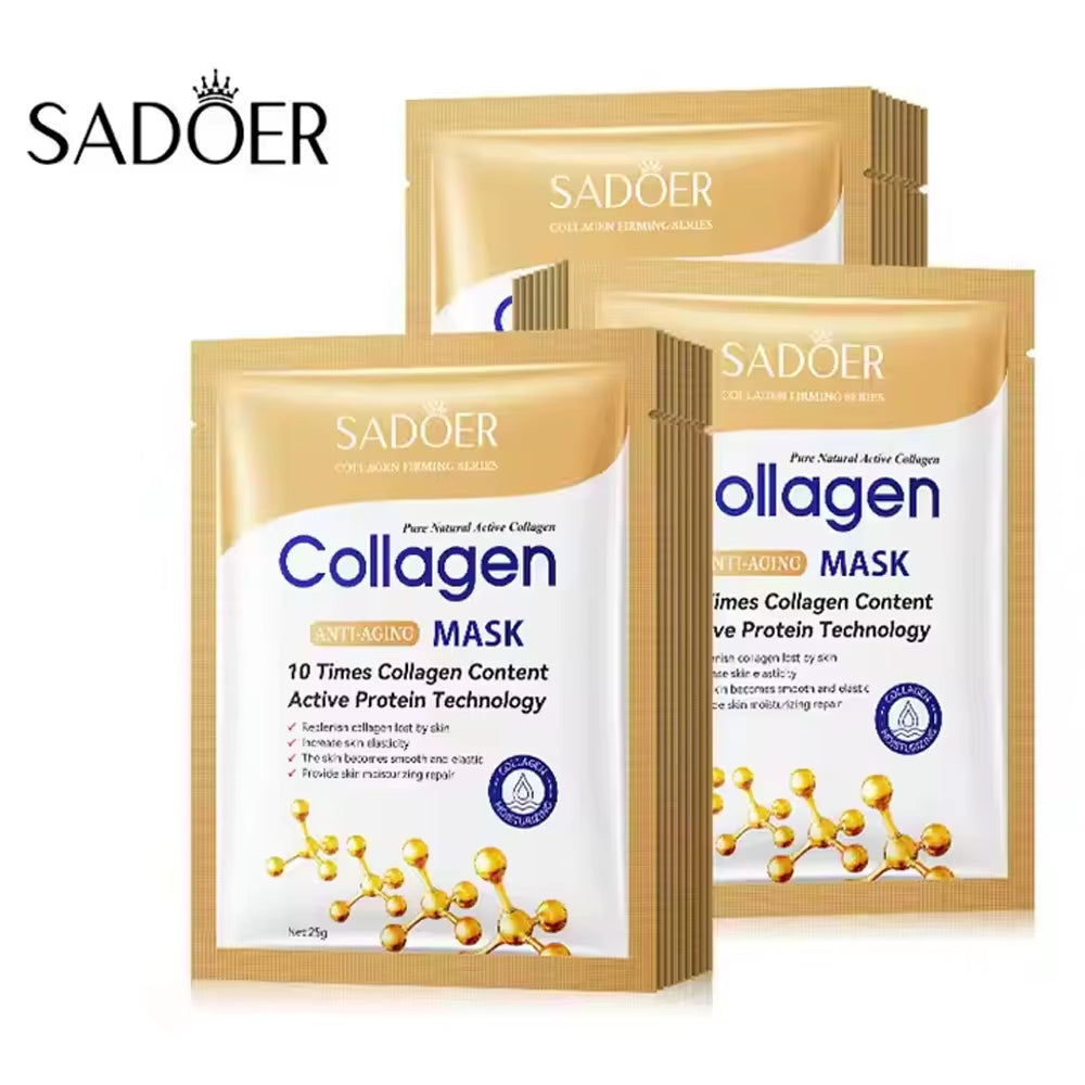 5/10/20/30Pcs SADOER Collagen Face Mask Firming Moisturizing Repair Brightening Skincare Face Sheet Mask Facial Masks Skin Care