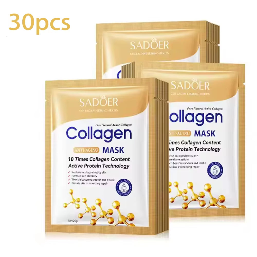 5/10/20/30Pcs SADOER Collagen Face Mask Firming Moisturizing Repair Brightening Skincare Face Sheet Mask Facial Masks Skin Care